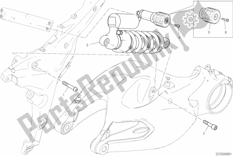 Tutte le parti per il Ammortizzatore Posteriore del Ducati Multistrada 1260 Touring USA 2020